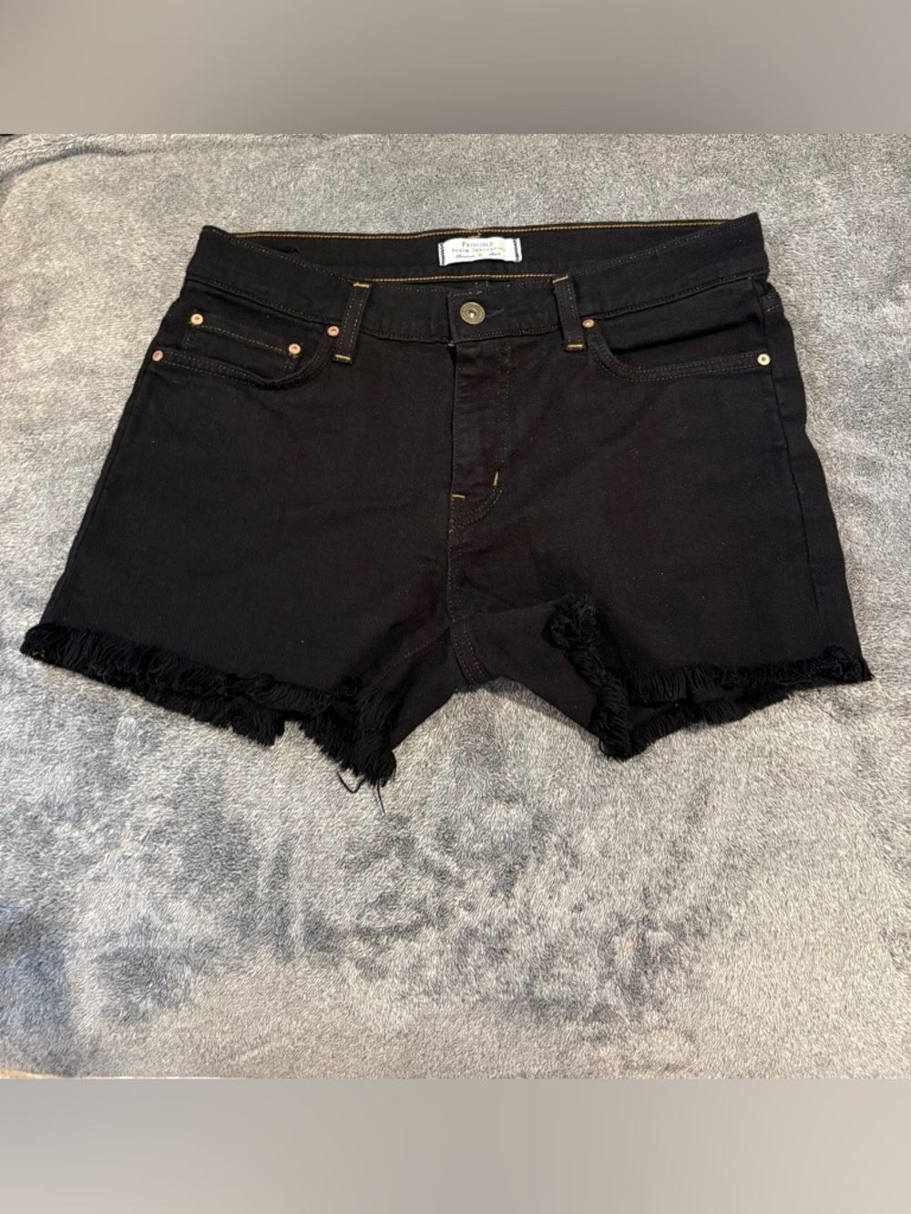 Black Frayed Hem Denim Shorts